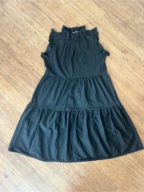 VALENTINA NALDI Black Tiered Ruffle Mini Dress Sz S | Cottagecore Boho